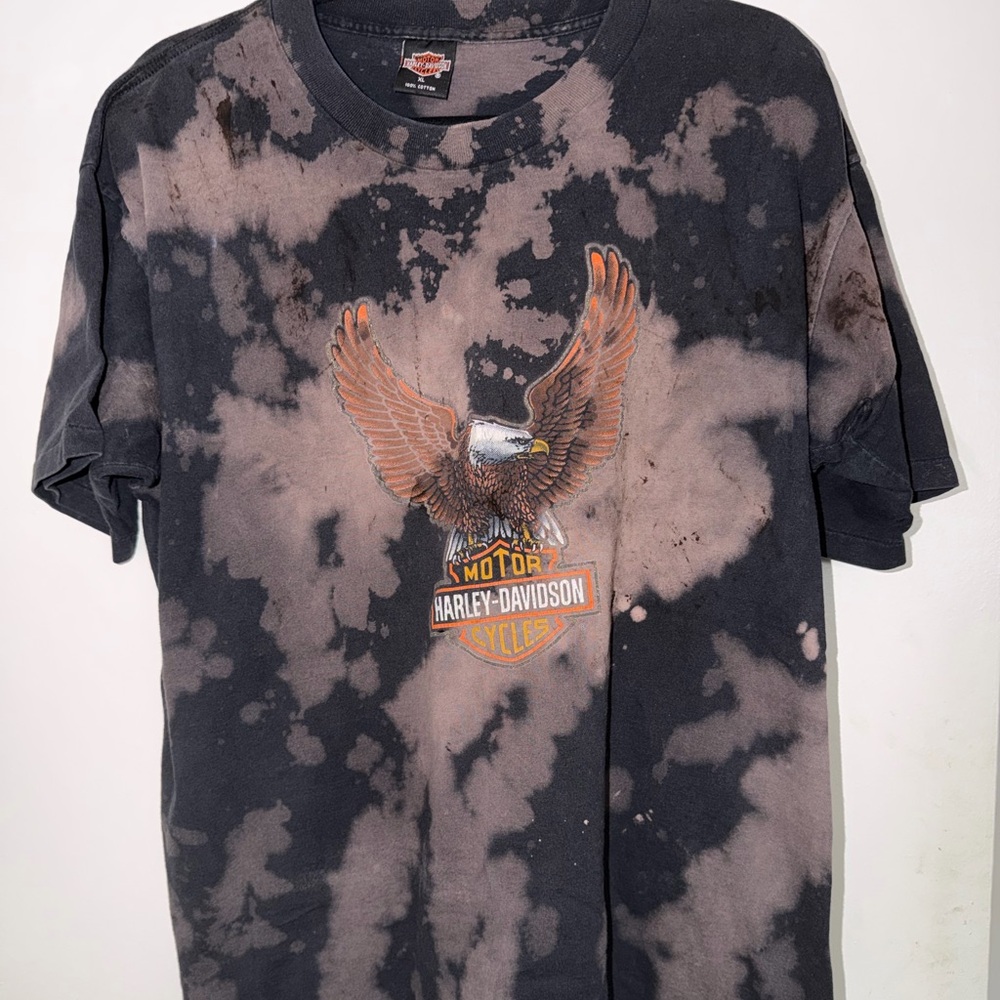 Harley-Davidson Black and Tan Tie-Dye Eagle T-Shirt
